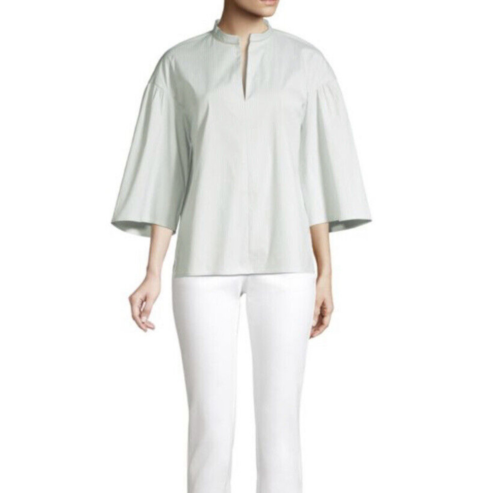 Lafayette 148 New York Carla Striped Wide Sleeve tunic Size XS Pink Cream